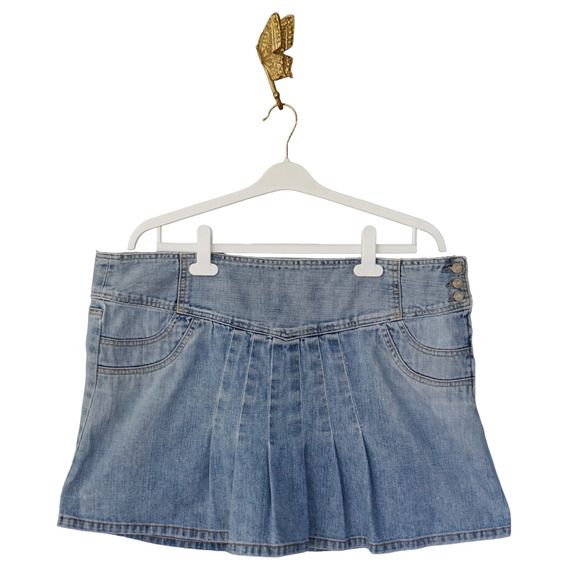 VTG Y2K Gap Jeans Denim Mini Pleated Skirt 20 Preppy Emo grunge Americana Retro - Picture 8 of 13